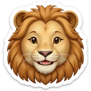 neutral headshot of a friendly anthropomorphised female lion sticker