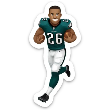 Philadelphia Eagles running back Saquon Barkley number 26 with eagle wings flying sticker