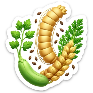 Golden wheat, green vegetables, colorful fruits, and tiny seeds surrounding a glowing digestive system. Light sparkles flow through the intestines, showing fiber's cleansing effect. All fiber-rich foods emit a soft glow as they contribute to digestive health. sticker