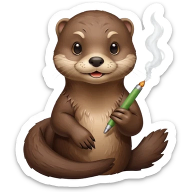 Cute female Otter smoking a joint sticker