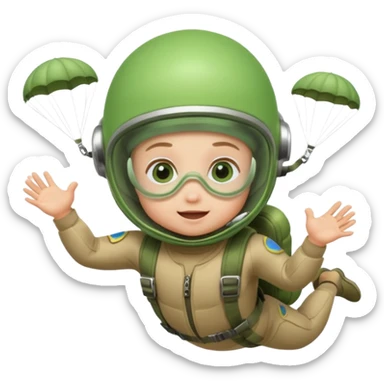 Skydiving baby with parachute and UFO green sticker