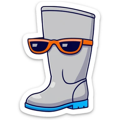 A smart and stylish Russian felt boot (valenok) with a happy face and sunglasses, looking awesome sticker