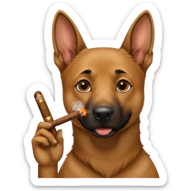 Perro belga malinois con un cigarro sticker