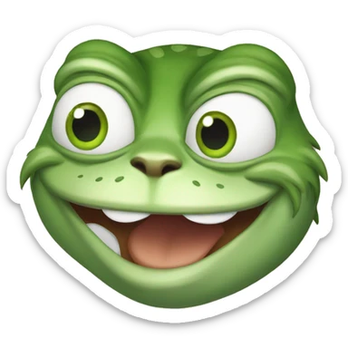 pepe the frog as a happy cat character, preserve pepe facial traits sticker