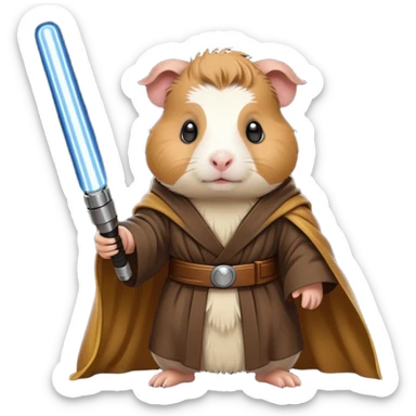 guinea pig with Jedi robe and glowing lightsaber sticker