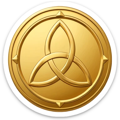 Gold coin with a triquetra and an overlapping triangle on it sticker