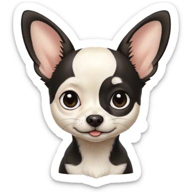 White and black Chihuahua - tiny, skinny and big ears sticker