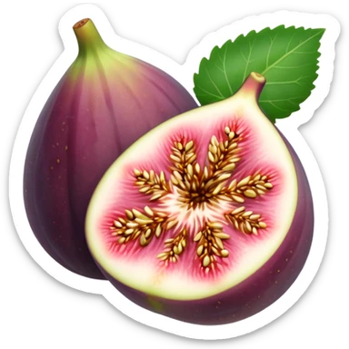 Please create a emoji of a cross-section of a fig with a small leaf sticker
