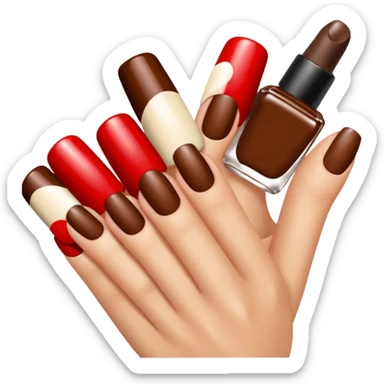 💅🏼 comme cet émoji, mais les ongles et le vernis en marron sticker