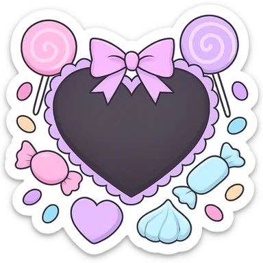 pastel goth heart with pastel candy , remove background sticker