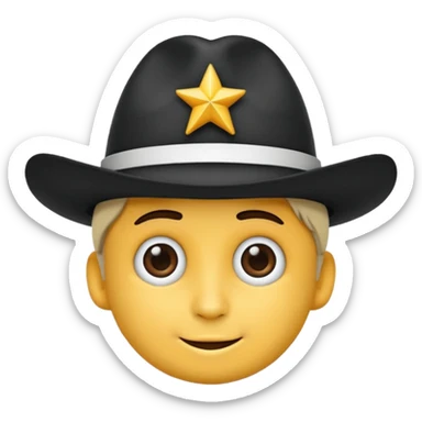 Crie um emoji com um chapéu de palhaço em preto e branco e com estrelinhas na cabeça como se o emoji estivesse tonto sticker