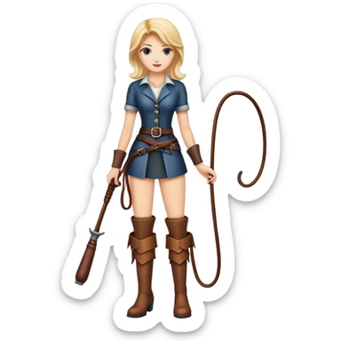 A woman holding a leather whip and wearing boots sticker