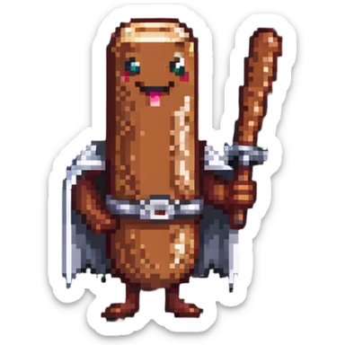 happy sausage character with a bat sticker