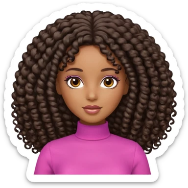 Black Barbie with curly hair and brown eyes sticker