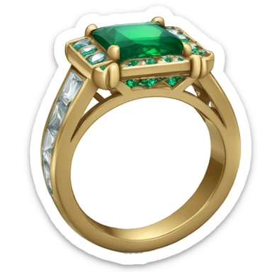 bague de fiançailles avec une émeraude  sticker