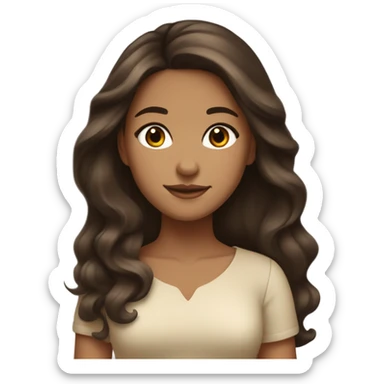 tan girl with long dark brown hair and brown eyes wealthy sticker