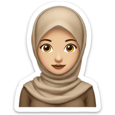 Fair skin hijab woman, nude colour hijab and light brown dress sticker