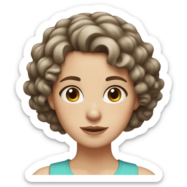 White Girl With short brown Curly hair and dark brown eyes sticker