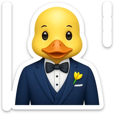 Change the suit to blue, keep the yellow duck gentlemanly, in apple emoji style, with no background. sticker
