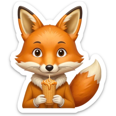 Un zorrito viendo con hambre un churro sticker