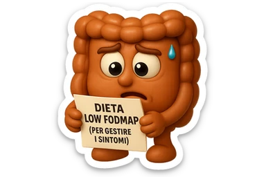 EMOJI STILE IPHONE DI UN INTESTINO UMANO ANATOMICO CHE GUARDA UN FOGLIO CON LA SCRITTA "DIETA LOW FODMAP (PER GESTIRE I SINTOMI)", FAGLI ANCHE LA PARTE BIANCA DEGLI OCCHI, NON SOLO LE PUPILLE, IPERREALISTICO 4K sticker