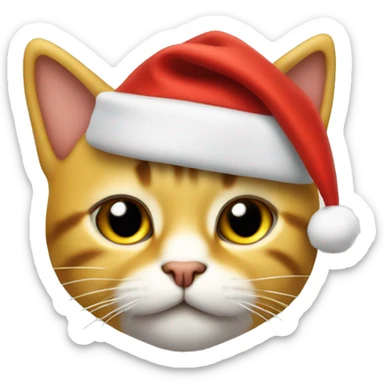 Gato amarillo con gorro navideño  sticker