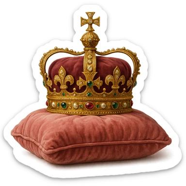 detailed crown with a pink velvet cushion sticker