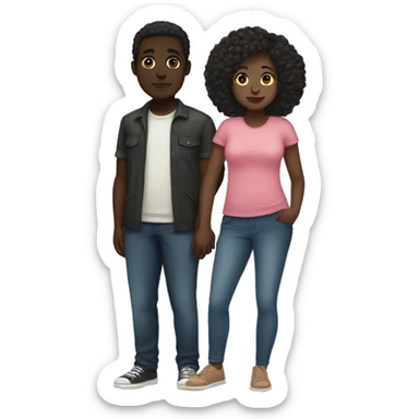 dark skin big girl and light skin skinny  boyfriend sticker