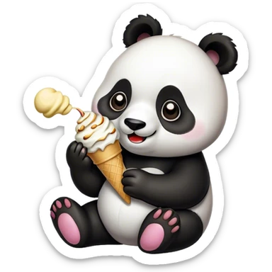 Panda eating ice creamp sticker