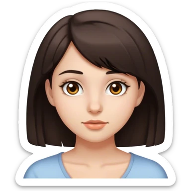 A 21 year old girl with short dark brown hair and brown eyes sticker