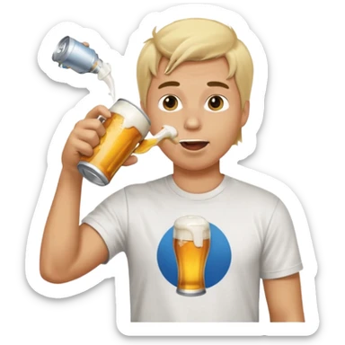 Guy chugging a canned beer sticker