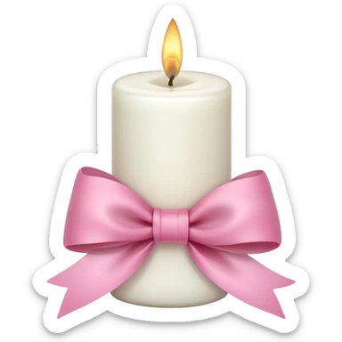 white candle with a peony bow sticker