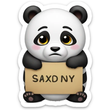 A fat panda holding a sign that says SAD sticker
