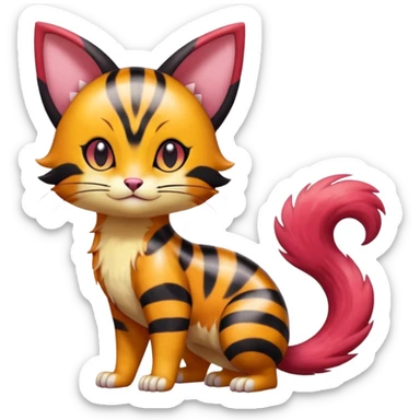 Cute Adorable Shiny Colorful Realistic Elegant Pretty Beautiful Liepard-Furret-Litten-Skitty-Pokémon-fusion-creature (full body) sticker