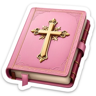Pink bible with a gold cross  sticker