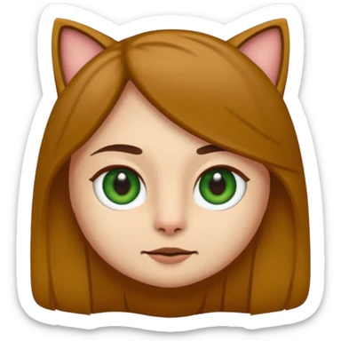Crea un emoji donde salga un chico de pelo moreno con los ojos claros, una chica de pelo morena con los ojos marrones claros y UN gato europeo comun de pelaje marron oscuro y ojos verde claro, quiero que se esten abrazando el chico y la chica, y el gato este en el medio de los dos sticker
