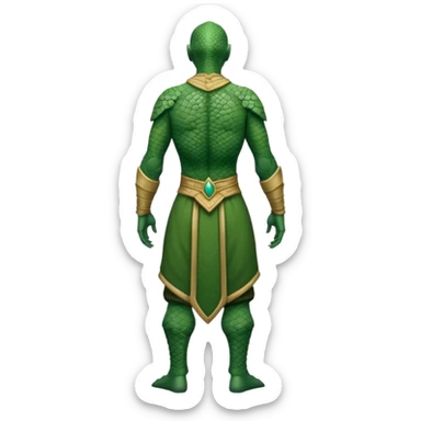 full body reptilian humanoid in ancient outfit, back view sticker