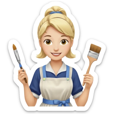 Young Women painting smilling tablier sticker