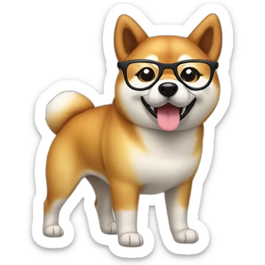 shiba inu dog with glasses sticker