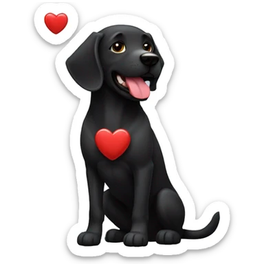 Perro negro con un corazón partido en el pecho sticker