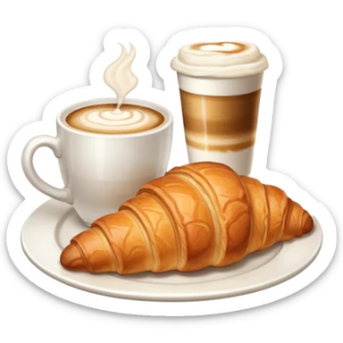Croissant and capuccino breakfast sticker