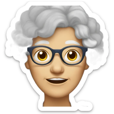 Old lady with curly white hair and glasses sticker