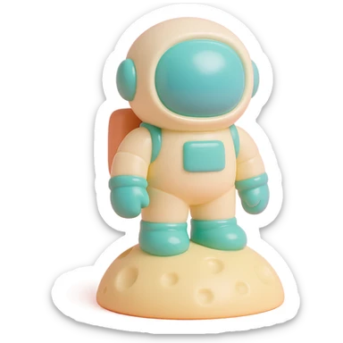 astronaut standing on the moon with visible lunar surface details sticker