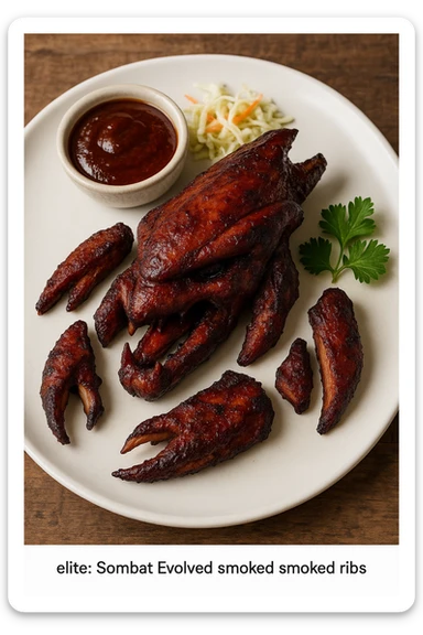 an elite from "Halo: Combat Evolved" except it's cooked and plated as succulent smoked ribs sticker