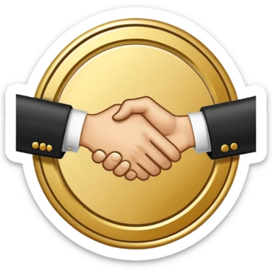 circular achievement style badge border for brand loyalist featuring a handshake and classy border  sticker