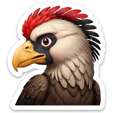 mature vulture with black and red feathers looking straight ahead. sticker