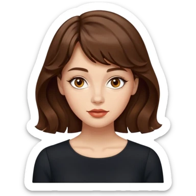 Dalgalı saçlı, hafif perçemli; kehribar gözlü, küçük kalkık burunlu ve dolgun dudaklı. Oval yüzlü, çıkık elmacık kemikli. Omuzları geniş, beli ince, kalçası dolgun.şık bir tarzda, dikkat çekici bir kadın. siyah üstü olucak. sticker