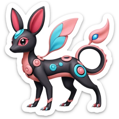 Salandit-Vibrava-Meloetta-Sylveon-Umbreon-fusion-Pokémon-hybrid-creature  sticker