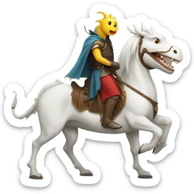 Dragon with human legs riding a horse  sticker