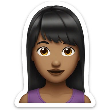 canada-girl-black-bangs black long hair sticker